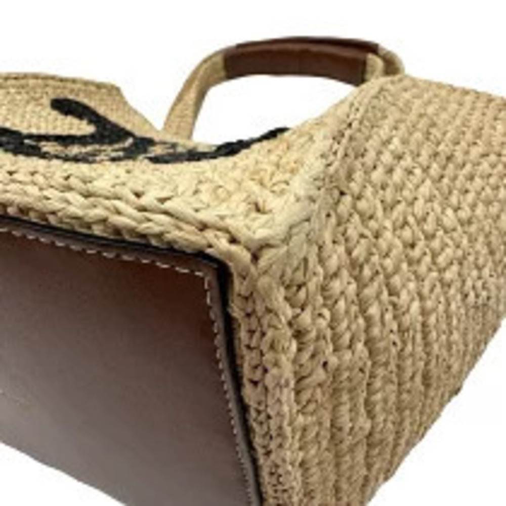 Celine Triomphe Raffia Cube Bag Beige Cream Black Handbag - Picture 9 of 12